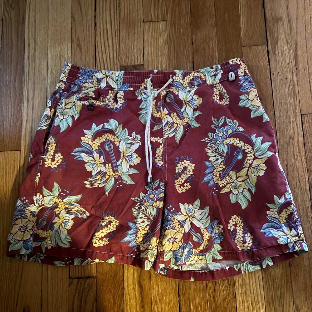 Ralph Lauren Red and Yellow Bermuda Shorts Vibrant Design